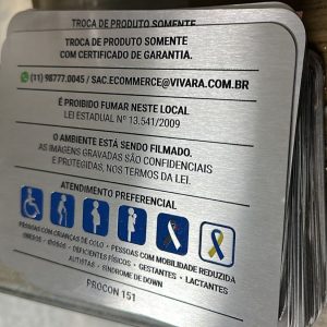 ABB<br>PLACA DE AÇO INOXIDÁVEL <br>FOTOCORROSÃO<br> 38cm x 28cm