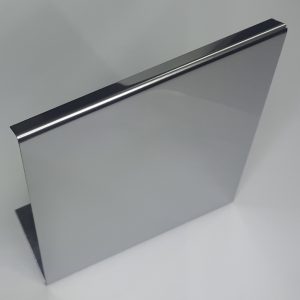 AEB<br> PORTA-PLACA INOX <br>COM BASE DOBRADA<br> 6 x 8